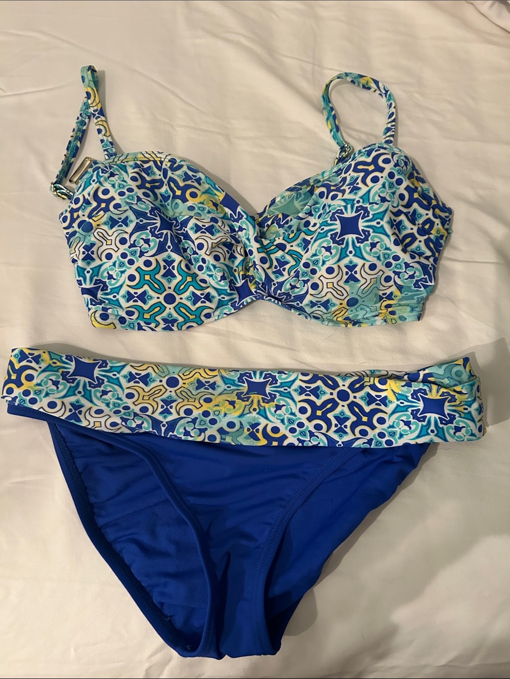 Blue Patterned Underwire Bikini Set